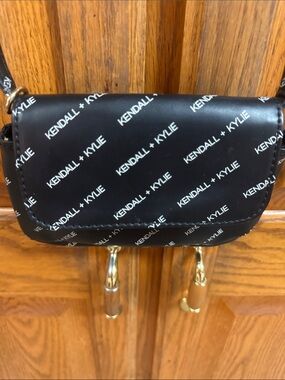Kendall & Kylie Designer Black Crossbody Bag with Logo Print